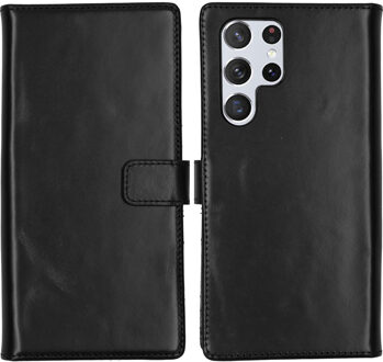 Selencia Echt Leren Bookcase voor de Samsung Galaxy S22 Ultra - Zwart