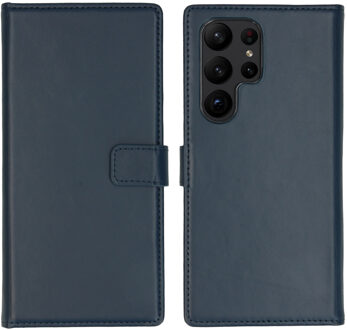 Selencia Echt Leren Bookcase voor de Samsung Galaxy S23 Ultra - Blauw