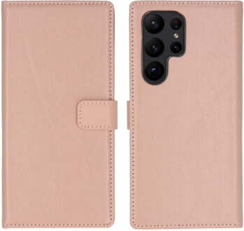 Selencia Echt Leren Bookcase voor de Samsung Galaxy S23 Ultra - Dusty Pink Lichtroze