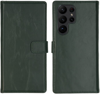 Selencia Echt Leren Bookcase voor de Samsung Galaxy S23 Ultra - Groen