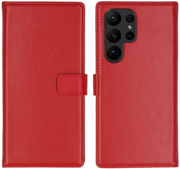 Selencia Echt Leren Bookcase voor de Samsung Galaxy S23 Ultra - Rood