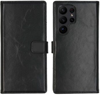 Selencia Echt Leren Bookcase voor de Samsung Galaxy S23 Ultra - Zwart