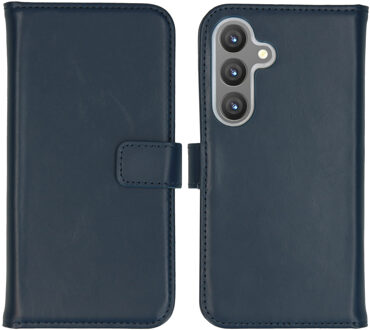 Selencia Echt Leren Bookcase voor de Samsung Galaxy S24 - Donkerblauw