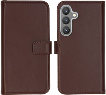 Selencia Echt Leren Bookcase voor de Samsung Galaxy S24 - Donkerbruin