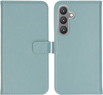 Selencia Echt Leren Bookcase voor de Samsung Galaxy S24 Plus - Air Blue Lichtblauw