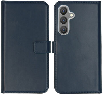 Selencia Echt Leren Bookcase voor de Samsung Galaxy S24 Plus - Donkerblauw