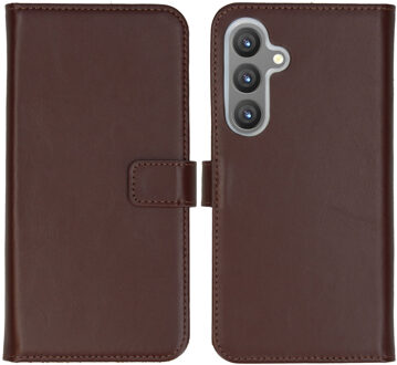 Selencia Echt Leren Bookcase voor de Samsung Galaxy S24 Plus - Donkerbruin