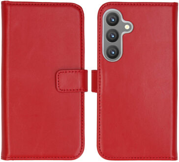 Selencia Echt Leren Bookcase voor de Samsung Galaxy S24 - Rood