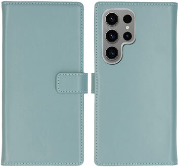 Selencia Echt Leren Bookcase voor de Samsung Galaxy S24 Ultra - Air Blue Lichtblauw