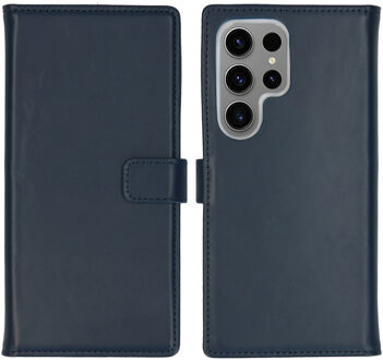 Selencia Echt Leren Bookcase voor de Samsung Galaxy S24 Ultra - Donkerblauw