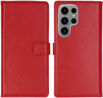 Selencia Echt Leren Bookcase voor de Samsung Galaxy S24 Ultra - Rood