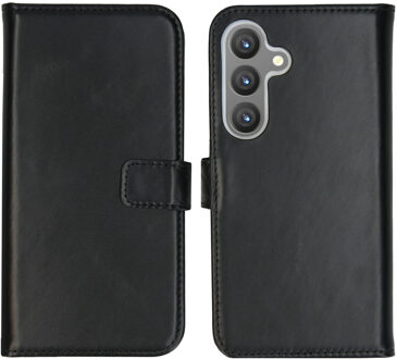 Selencia Echt Leren Bookcase voor de Samsung Galaxy S24 - Zwart