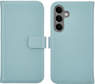 Selencia Echt Leren Bookcase voor de Samsung Galaxy S25 - Air Blue Lichtblauw