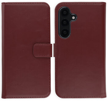 Selencia Echt Leren Bookcase voor de Samsung Galaxy S25 - Burgundy Donkerrood
