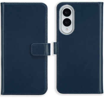 Selencia Echt Leren Bookcase voor de Samsung Galaxy S25 Edge - Donkerblauw