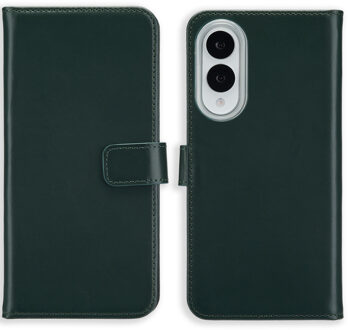 Selencia Echt Leren Bookcase voor de Samsung Galaxy S25 Edge - Groen