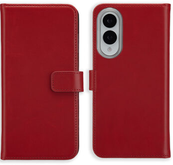 Selencia Echt Leren Bookcase voor de Samsung Galaxy S25 Edge - Rood