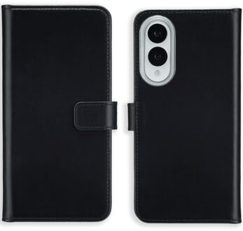 Selencia Echt Leren Bookcase voor de Samsung Galaxy S25 Edge - Zwart