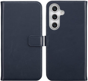 Selencia Echt Leren Bookcase voor de Samsung Galaxy S25 FE - Blauw
