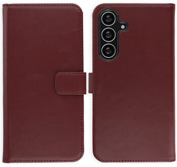 Selencia Echt Leren Bookcase voor de Samsung Galaxy S25 FE - Burgundy Donkerrood