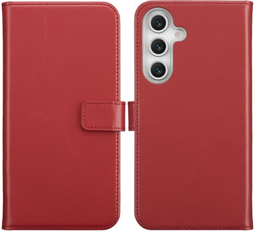 Selencia Echt Leren Bookcase voor de Samsung Galaxy S25 FE - Rood