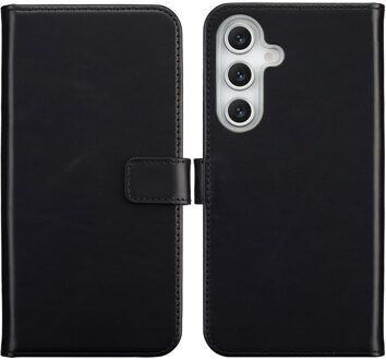 Selencia Echt Leren Bookcase voor de Samsung Galaxy S25 FE - Zwart