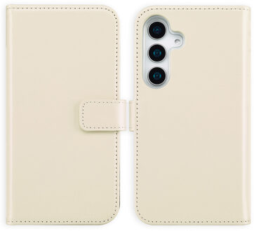 Selencia Echt Leren Bookcase voor de Samsung Galaxy S25 - Greige Beige
