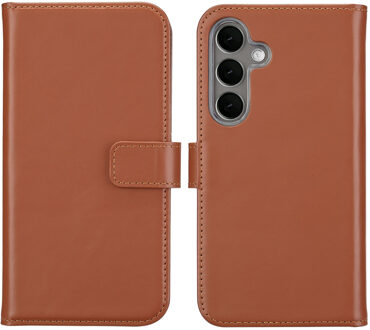 Selencia Echt Leren Bookcase voor de Samsung Galaxy S25 - Lichtbruin