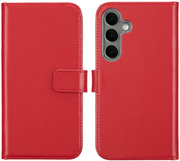 Selencia Echt Leren Bookcase voor de Samsung Galaxy S25 - Rood