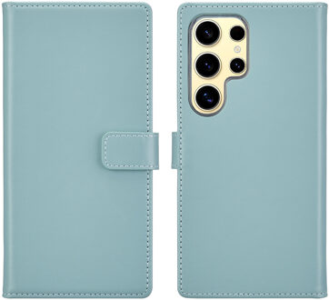 Selencia Echt Leren Bookcase voor de Samsung Galaxy S25 Ultra - Air Blue Lichtblauw