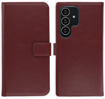 Selencia Echt Leren Bookcase voor de Samsung Galaxy S25 Ultra - Burgundy Donkerrood