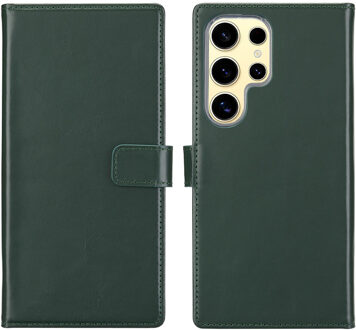 Selencia Echt Leren Bookcase voor de Samsung Galaxy S25 Ultra - Groen