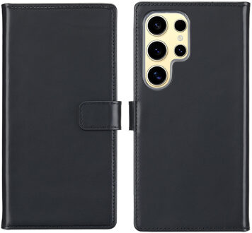 Selencia Echt Leren Bookcase voor de Samsung Galaxy S25 Ultra - Zwart