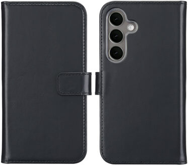 Selencia Echt Leren Bookcase voor de Samsung Galaxy S25 - Zwart