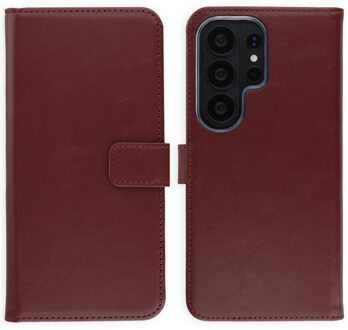 Selencia Echt Leren Bookcase voor de Samsung Galaxy S26 Ultra - Burgundy Donkerrood