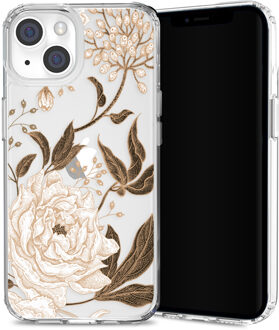 Selencia Fashion Extra Beschermende Backcover voor de iPhone 14 Plus - Golden Flowers Goud