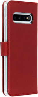 Selencia hoesje Samsung S10 bookcase - Samsung S10 hoesje bookcase - Galaxy S10 hoesje bookcase - Samsung Galaxy S10 hoesje - telefoonhoesje Samsung S10 - hoesje S10 - Leer - Rood - Selencia Echt Lederen Bookcase