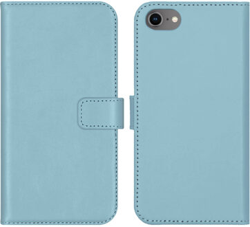 Selencia iPhone 8 hoesje bookcase - iPhone 7 hoesje bookcase - iPhone SE 2020 hoesje bookcase - hoesje iPhone 6s apple bookcase- hoesje iPhone SE 2020 - Leer - Blauw - Selencia Echt Lederen Bookcase