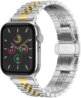 Selencia Jubilee stalen bandje voor de Apple Watch Series 1 t/m 11 / SE / Ultra (44/45/46/49 mm) - Zilver & Goud - 49 mm