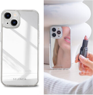 Selencia Mirror Backcover voor de Apple iPhone 14 - Zilver