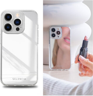 Selencia Mirror Backcover voor de Apple iPhone 15 Pro - Zilver