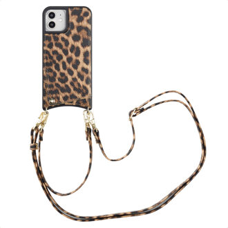 Selencia Nova Telefoonhoes met Koord en Pashouder voor de Apple iPhone 12 (Pro) - Leopard Meerkleurig
