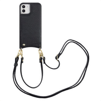 Selencia Nova Telefoonhoes met Koord en Pashouder voor de Apple iPhone 12 (Pro) - Zwart