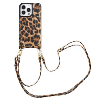 Selencia Nova Telefoonhoes met Koord en Pashouder voor de Apple iPhone 13 Pro - Leopard Meerkleurig