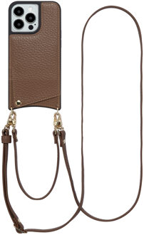 Selencia Nova Telefoonhoes met Koord en Pashouder voor de Apple iPhone 13 Pro - Mocha Brown Donkerbruin