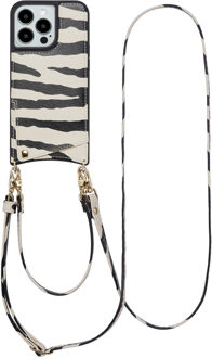 Selencia Nova Telefoonhoes met Koord en Pashouder voor de Apple iPhone 13 Pro - Zazzy Zebra Meerkleurig