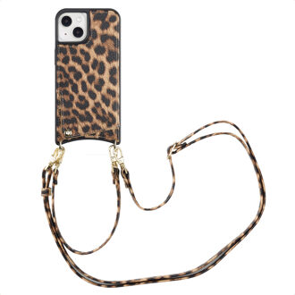 Selencia Nova Telefoonhoes met Koord en Pashouder voor de Apple iPhone 14 / 13 - Leopard Meerkleurig
