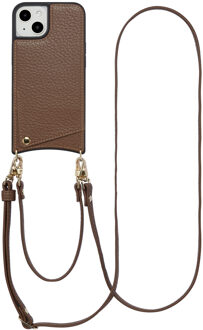 Selencia Nova Telefoonhoes met Koord en Pashouder voor de Apple iPhone 14 / 13 - Mocha Brown Donkerbruin