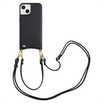 Selencia Nova Telefoonhoes met Koord en Pashouder voor de Apple iPhone 14 / 13 - Zwart