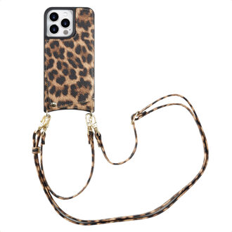Selencia Nova Telefoonhoes met Koord en Pashouder voor de Apple iPhone 14 Pro - Leopard Meerkleurig